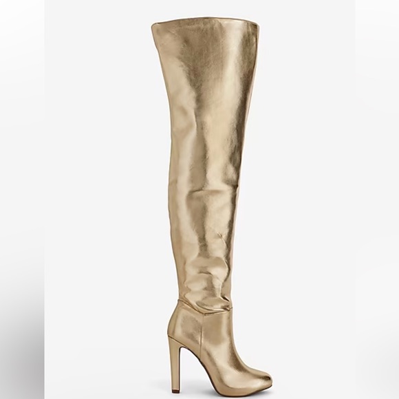 Brian Atwood x Express Metallic Over The Knee Heeled Boots Size 8 - Picture 2 of 6